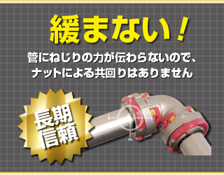 耐久性に優れ、緩みません。